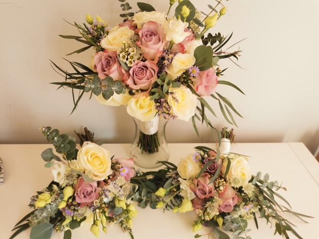 Blush bouquets with Lilac