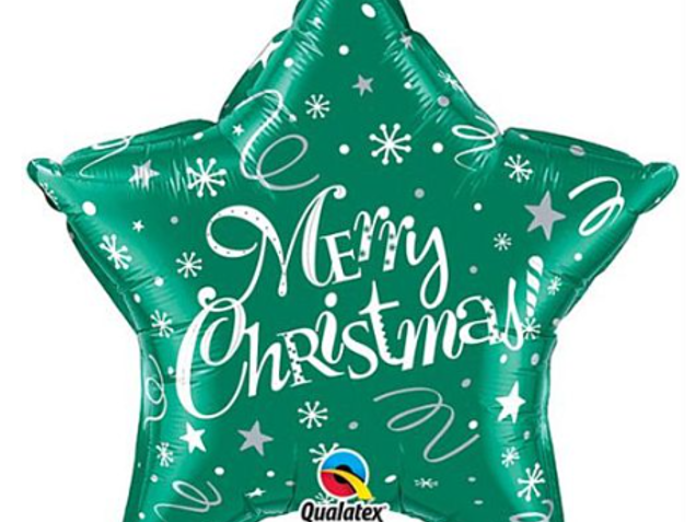 Merry Christmas Green star  Balloon 18" foil image