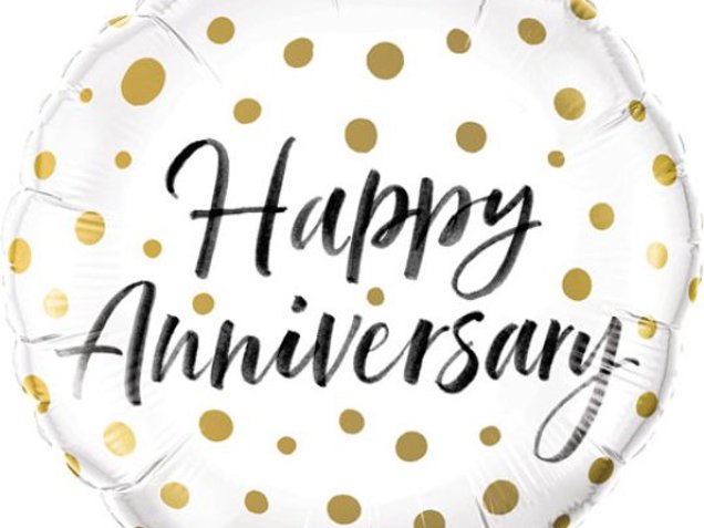 Happy Anniversary gold dots 18" foil image