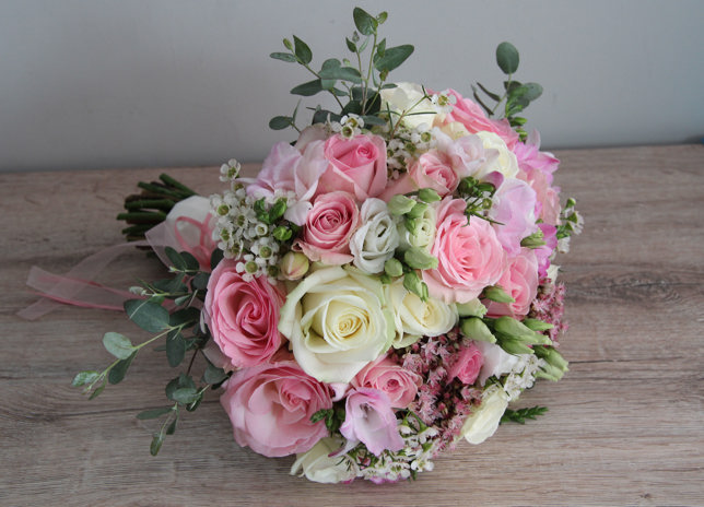 Pink and white wedding bouquet