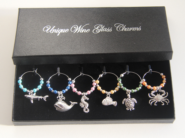 Sealife wine glass charms  image