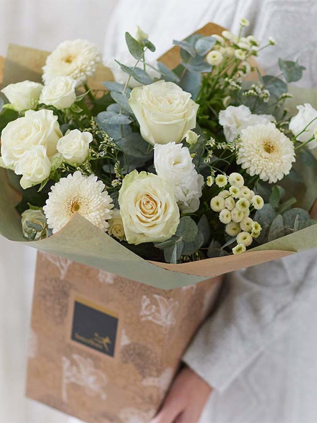 Neutral Romantic Bouquet with White Roses image
