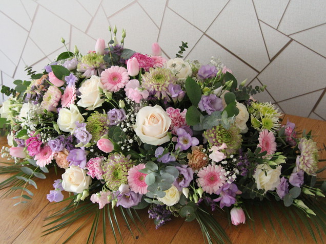 Pastel floral coffin spray